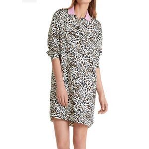 Marc Cain Leopard Print Shirt Dress Cream Size 4‎